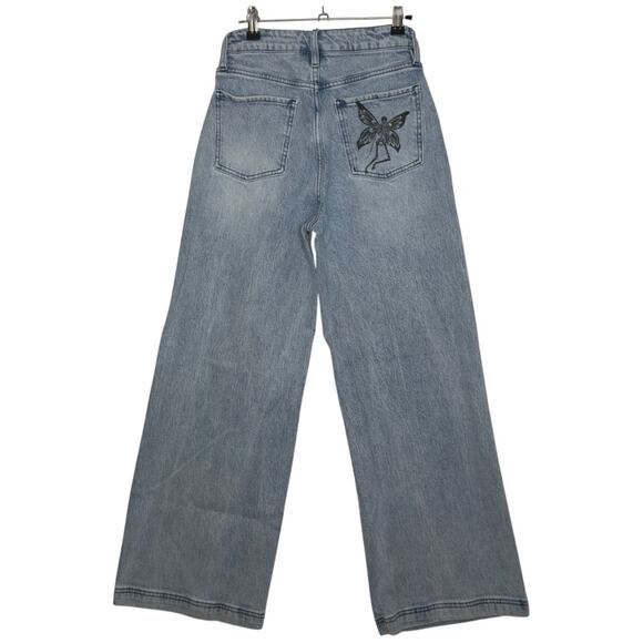 Hot Topic Sweet Society Skeleton Fairy Jeans Baggy Wide Leg Whimsy Goth Size 1 - Picture 2 of 9